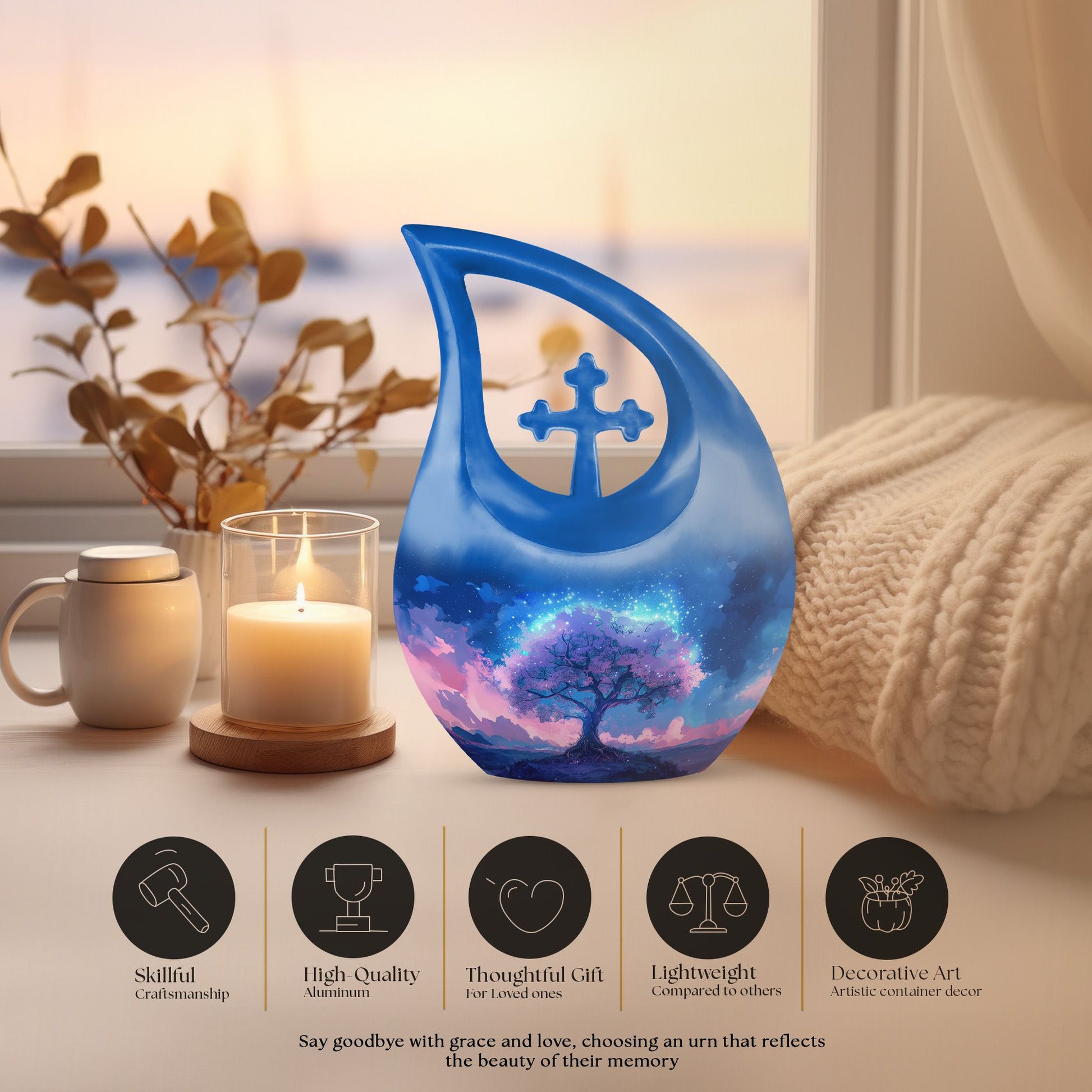 Stardust Blossom Twilight small memorial urn