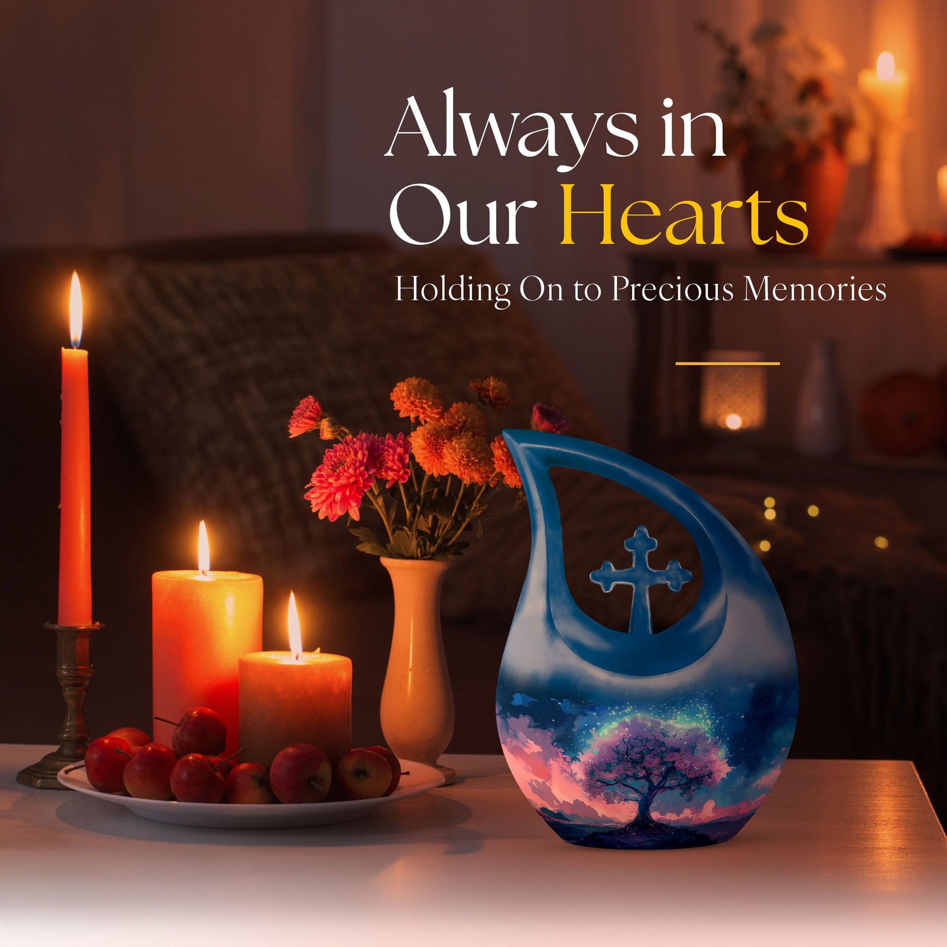Stardust Blossom Twilight small memorial urn