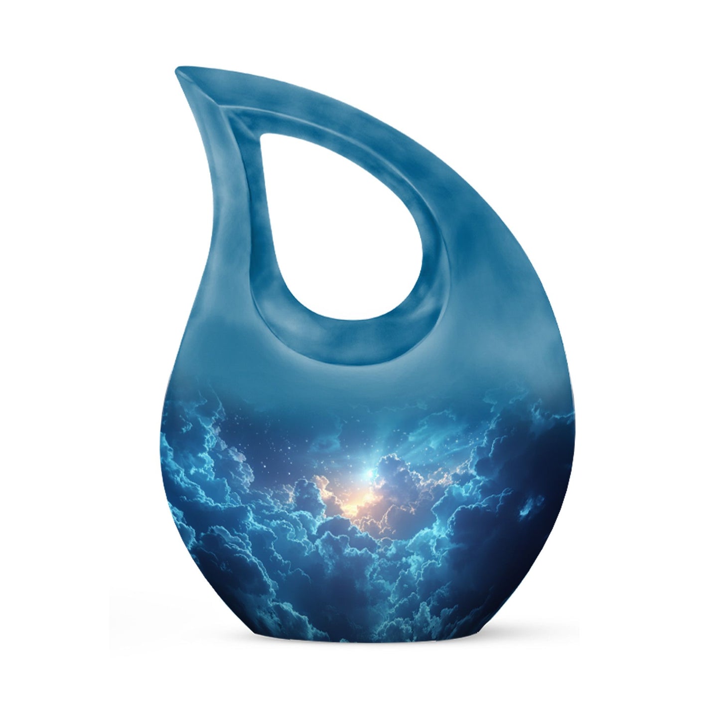 Blue Personalized Blue Cremation Urn for Human Ashes - 10-inch, 200 cu in - Yatskia