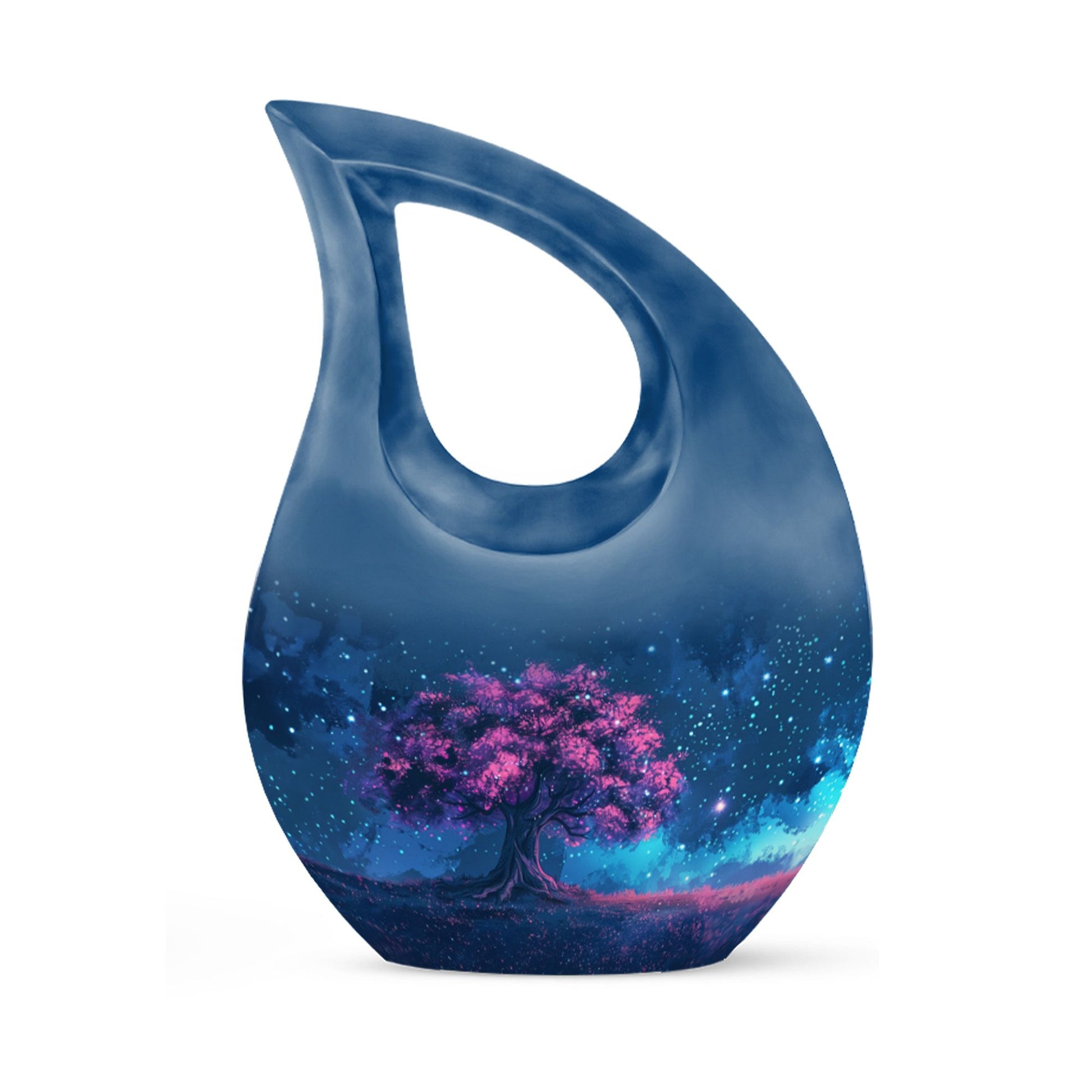Night Pink Tree Cremation Urn - Beautiful Night Sky Burial Urn For Women