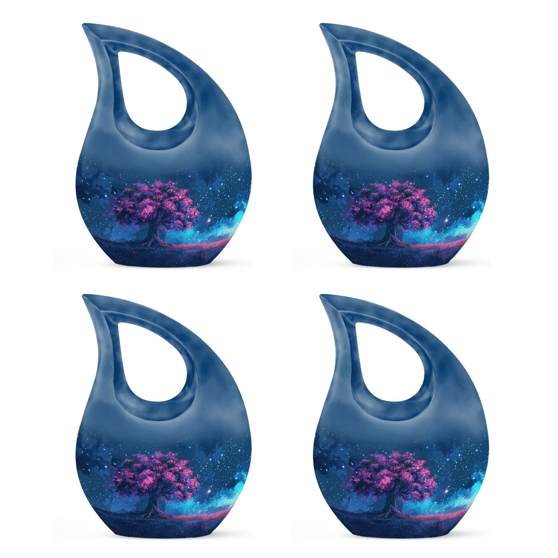 Night Pink Tree Cremation Urn - Beautiful Night Sky Burial Urn For Women