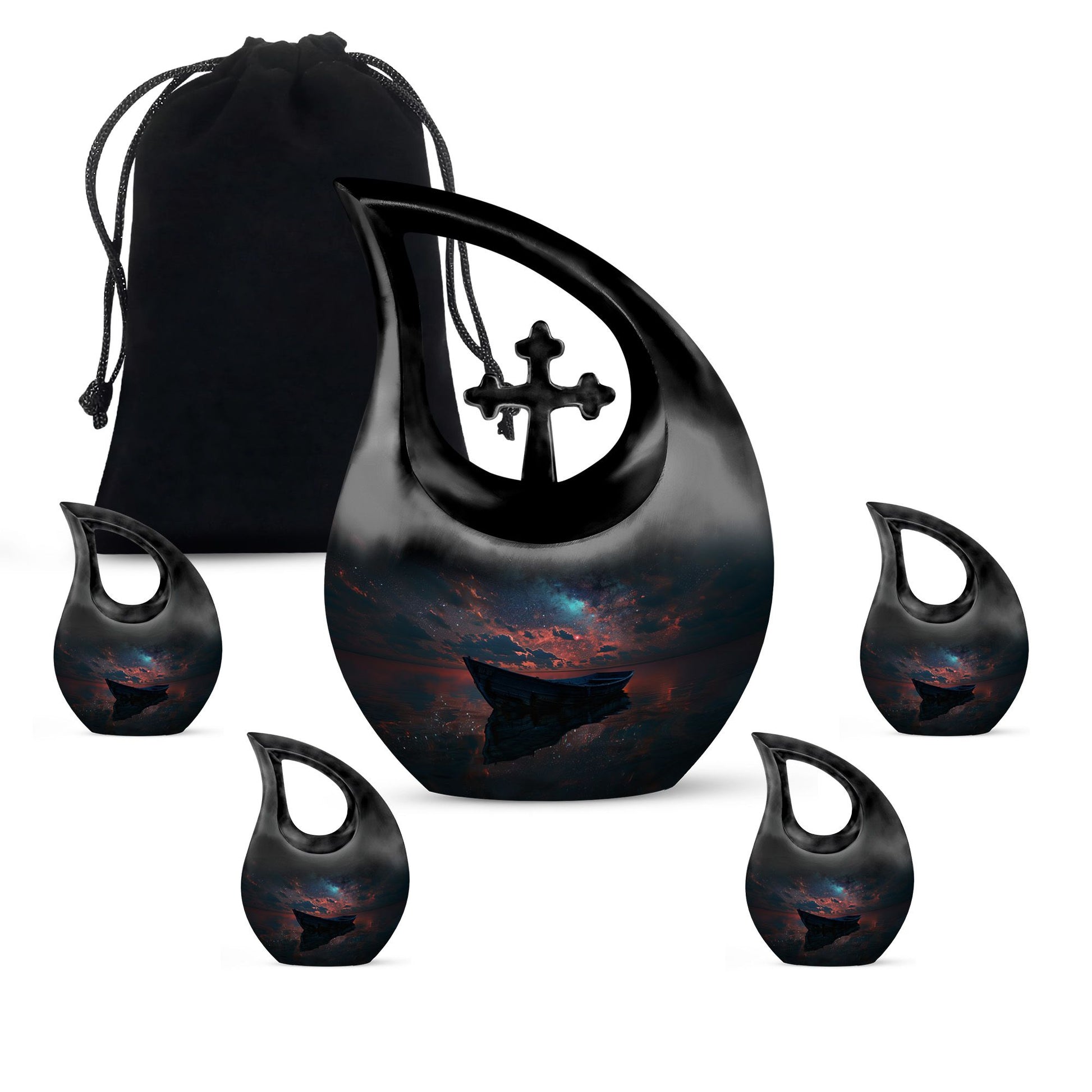 Boat Night Sky Urn – Celestial Vessel Design for Memorial Keepsakes