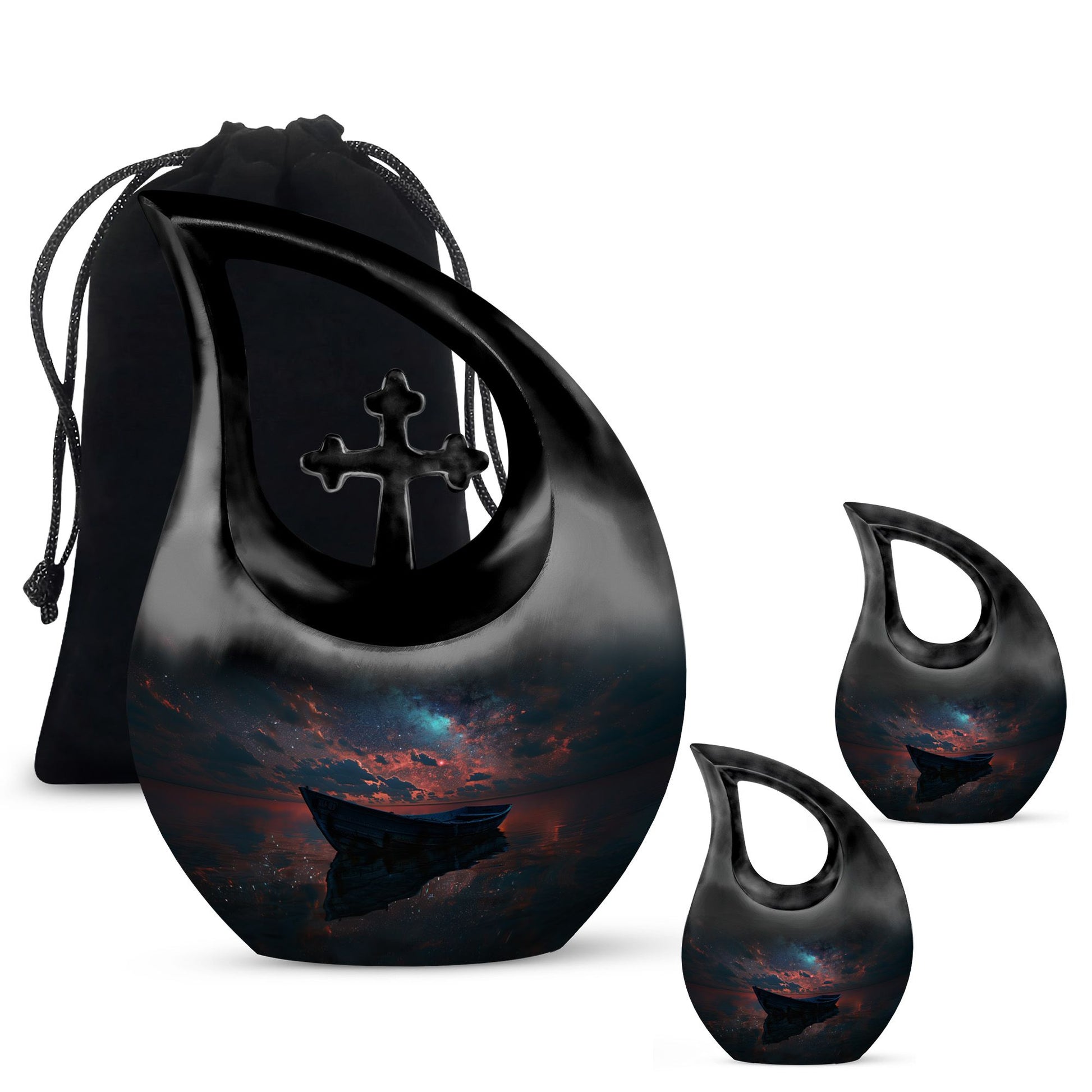Boat Night Sky Urn – Celestial Vessel Design for Memorial Keepsakes