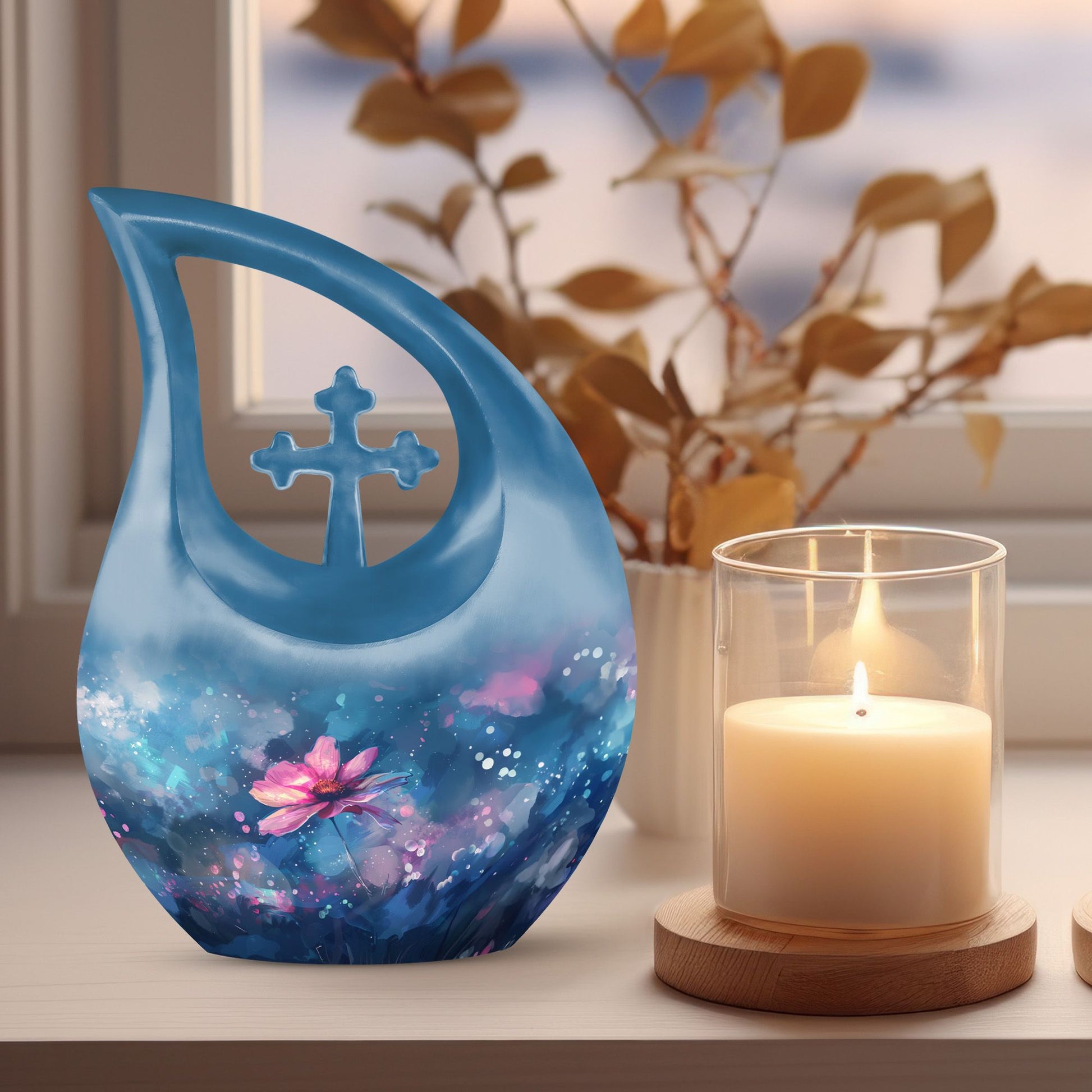 Cosmic Floral Dreamscape Memorial Urn
