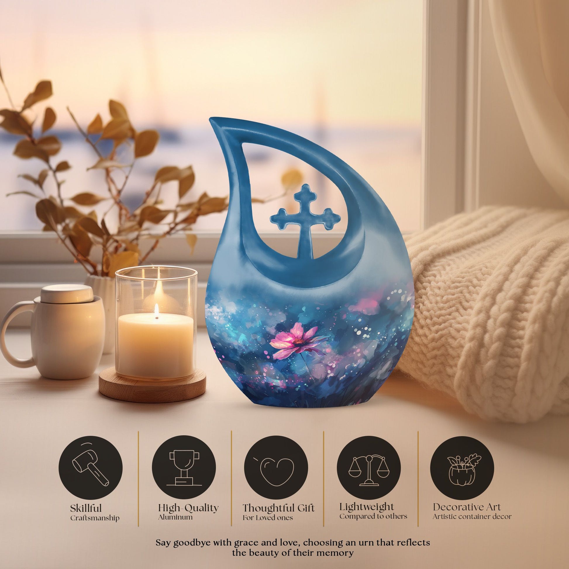 Cosmic Floral Dreamscape Memorial Urn