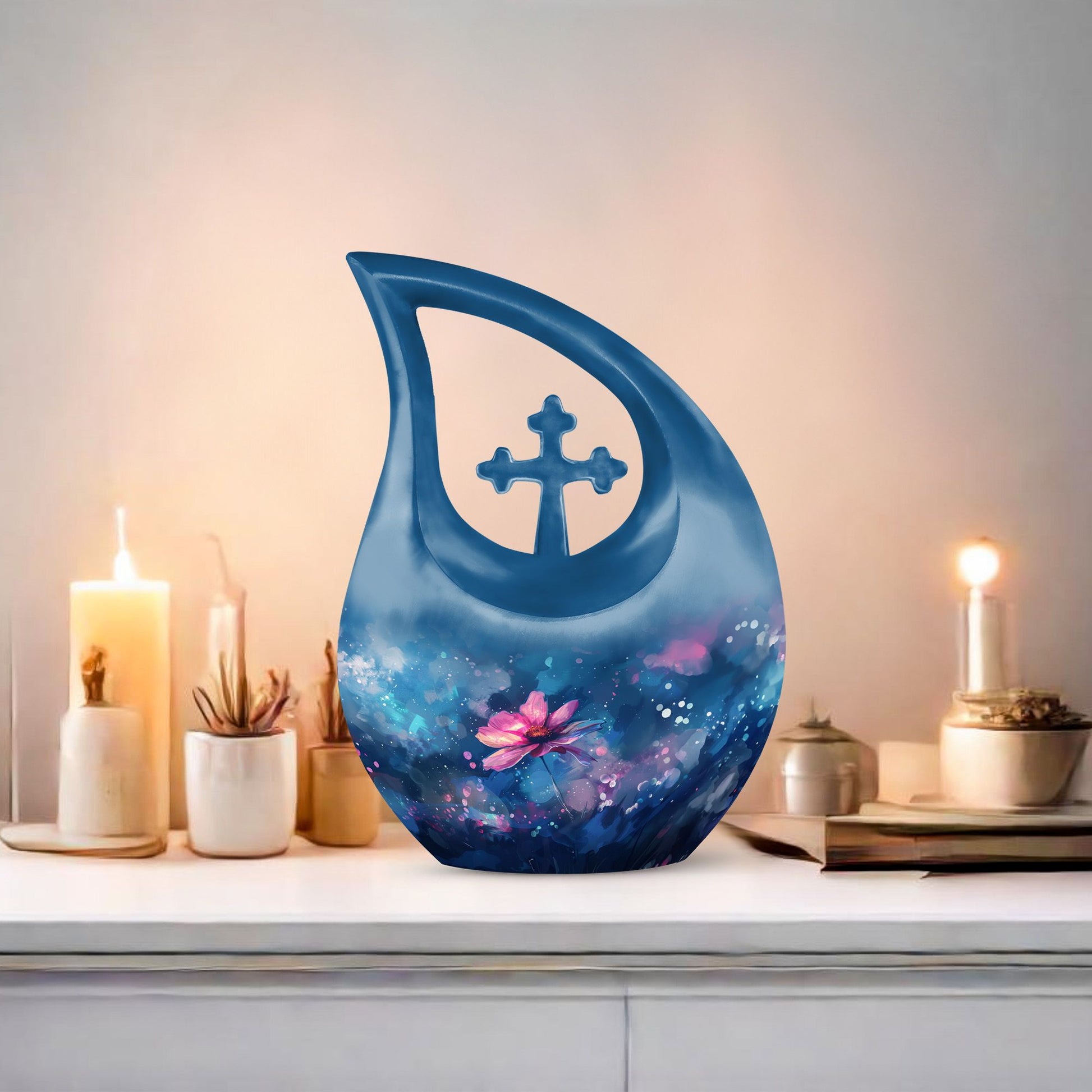 Cosmic Floral Dreamscape Memorial Urn