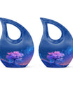 Blue Floral Tree Cremation Urn - Large Urns For Human Ashes