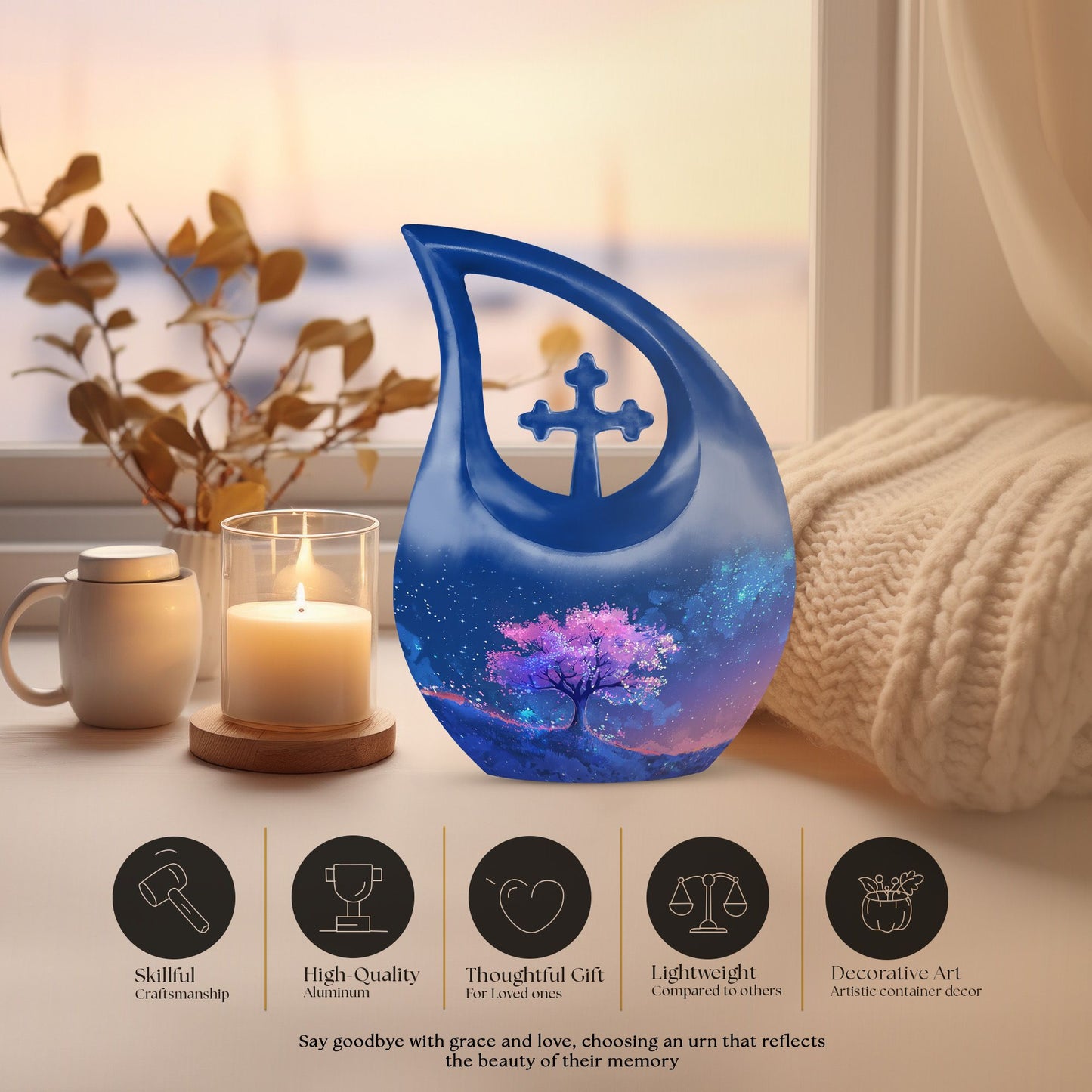 Galactic Sakura Fantasy cross drop urn