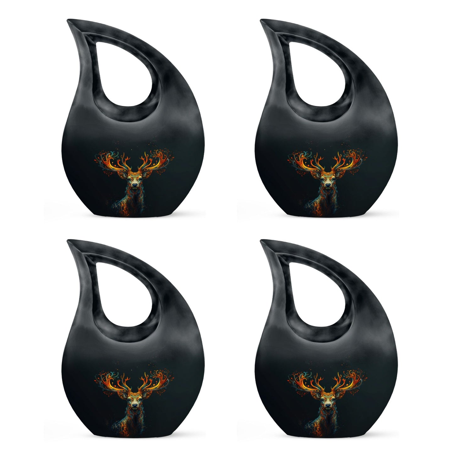 Black Personalized Deer Keepsake Urn for Human Ashes - 10-inch, 200 cu in - Yatskia
