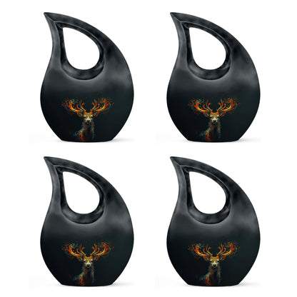 Black Personalized Deer Keepsake Urn for Human Ashes - 10-inch, 200 cu in - Yatskia