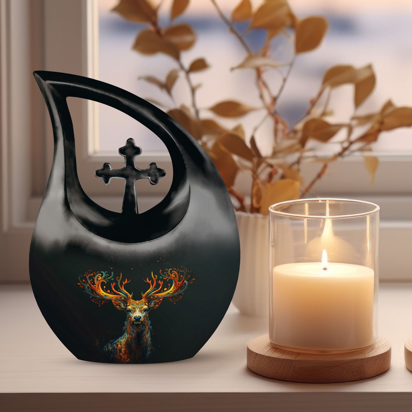 Mystical Flame Stag Urn
