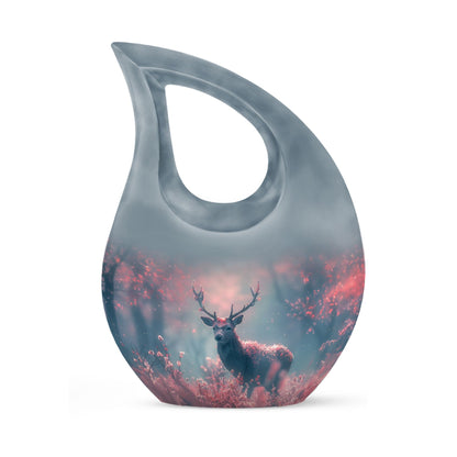 Pink Personalized Deer Cremation Urn for Human Ashes - 10-inch, 200 cu in - Yatskia