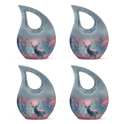 Pink Personalized Deer Cremation Urn for Human Ashes - 10-inch, 200 cu in - Yatskia