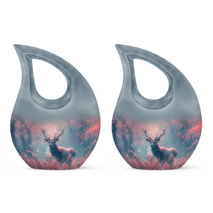 Pink Personalized Deer Cremation Urn for Human Ashes - 10-inch, 200 cu in - Yatskia