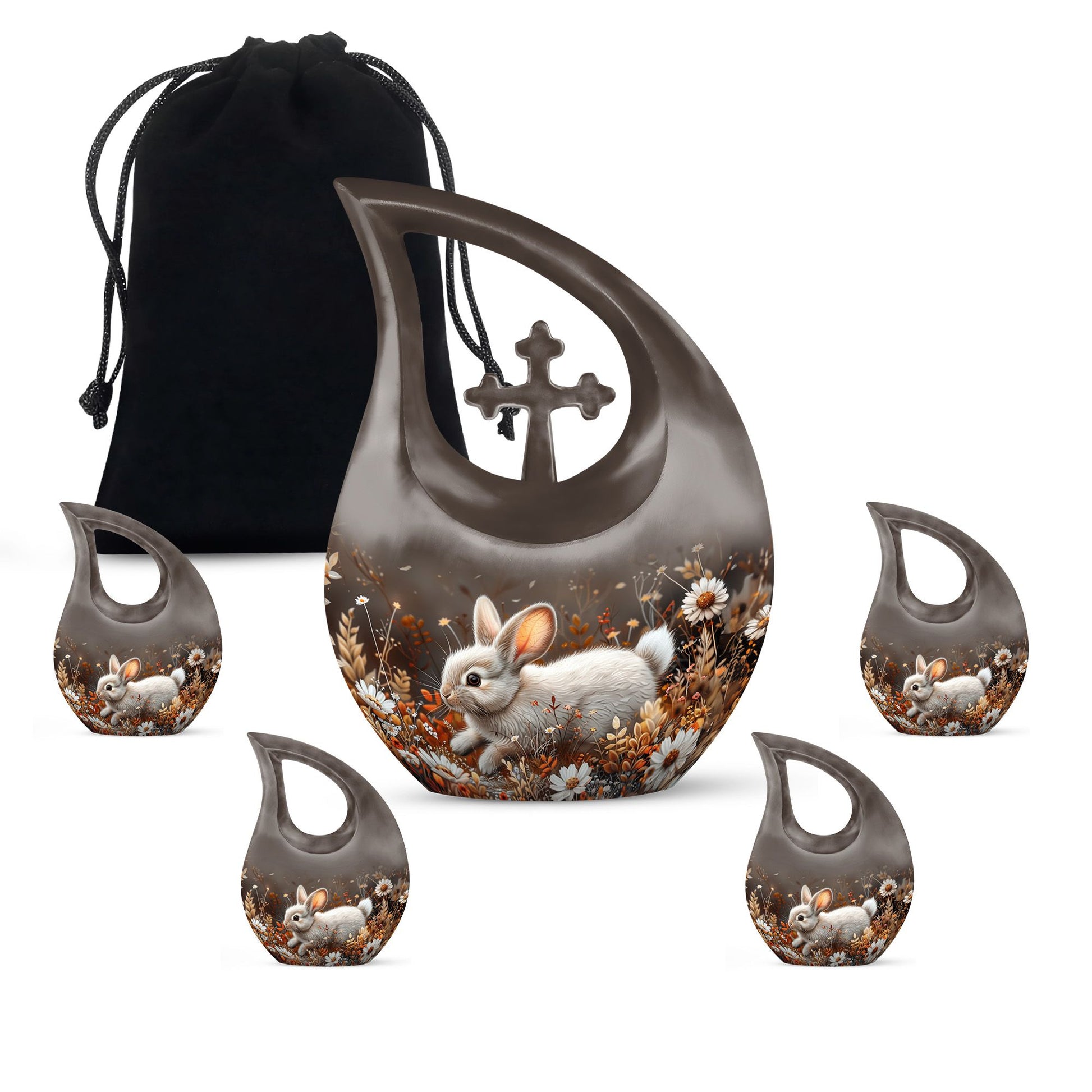 Forest Rabbit Meadow - Rabbit Urn Memorial, Funeral Shape Urn