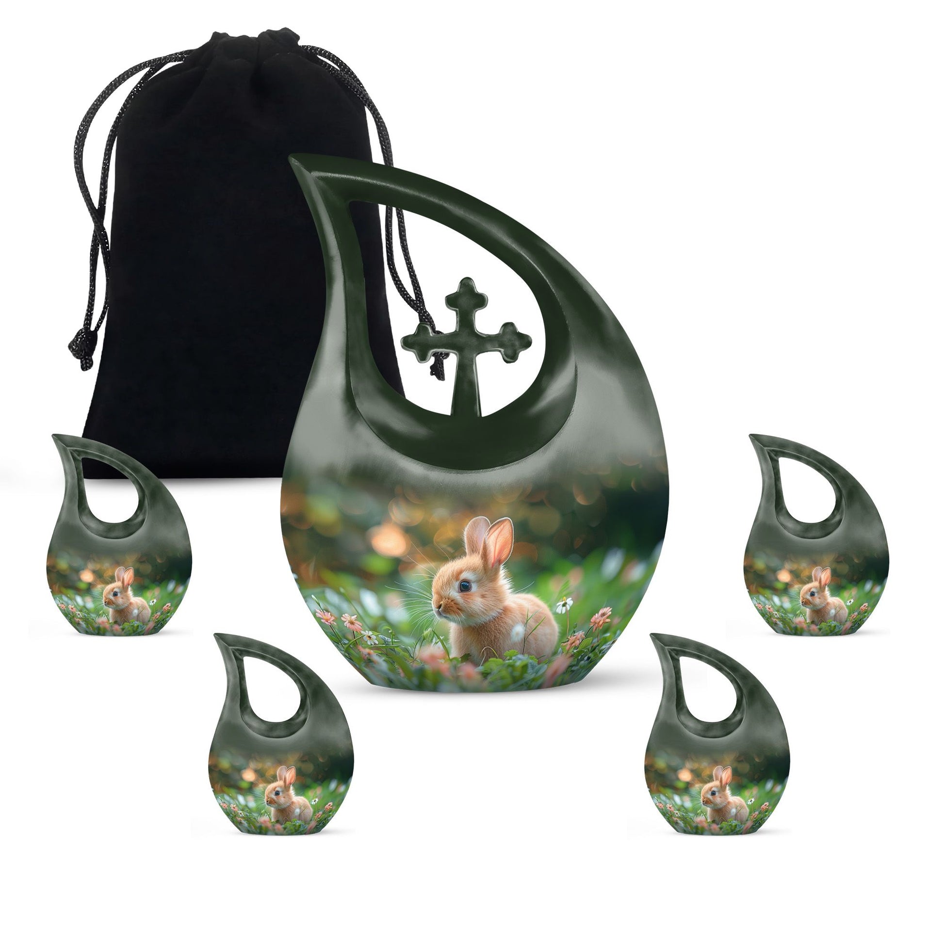 Green Baby Bunny Rabbit Urn – Beautiful Memorial for Pet Rabbits