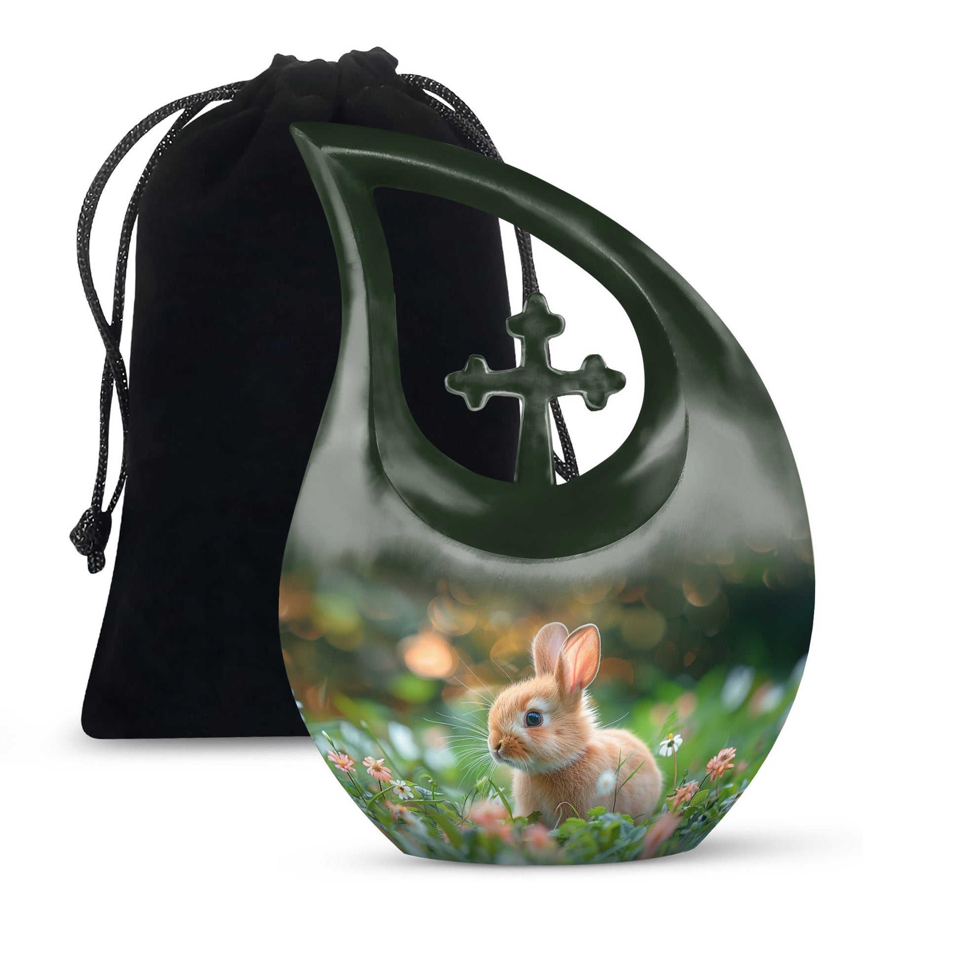 Green Baby Bunny Rabbit Urn – Beautiful Memorial for Pet Rabbits