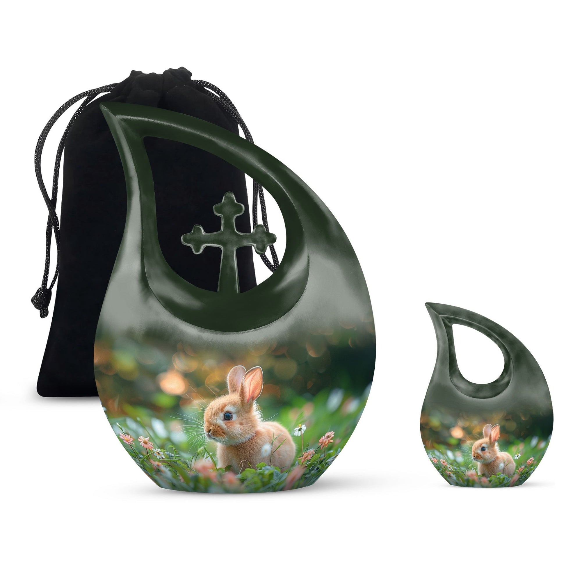 Green Baby Bunny Rabbit Urn – Beautiful Memorial for Pet Rabbits