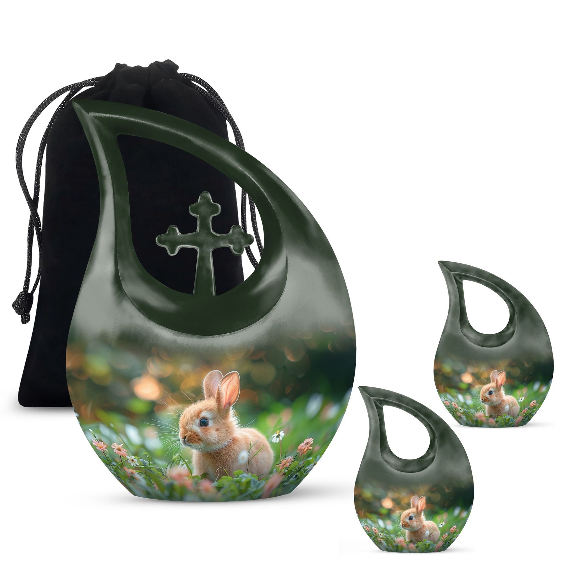 Green Baby Bunny Rabbit Urn – Beautiful Memorial for Pet Rabbits
