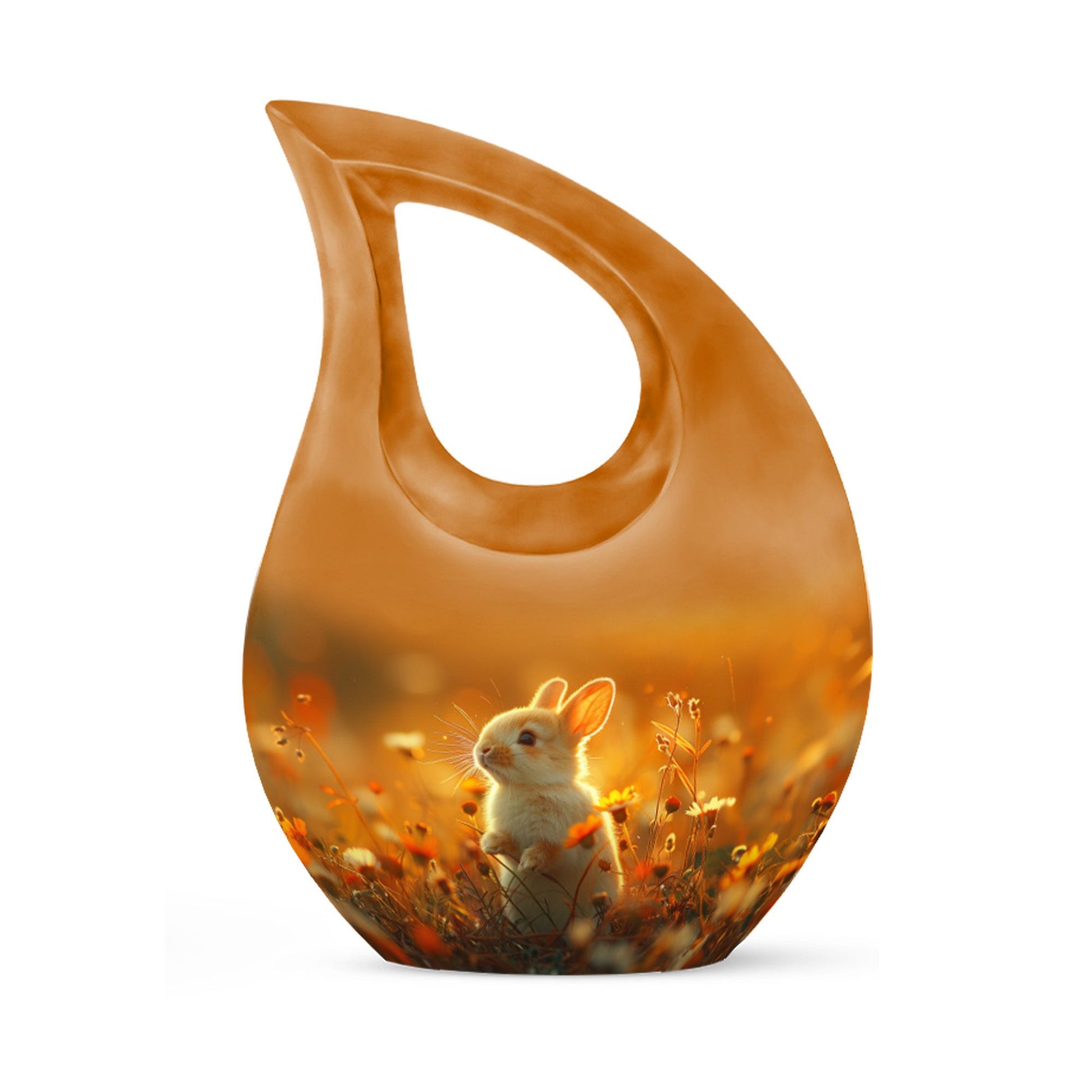 Sunset Baby Bunny Rabbit Urn - Beautiful Memorial For Pets Ashes