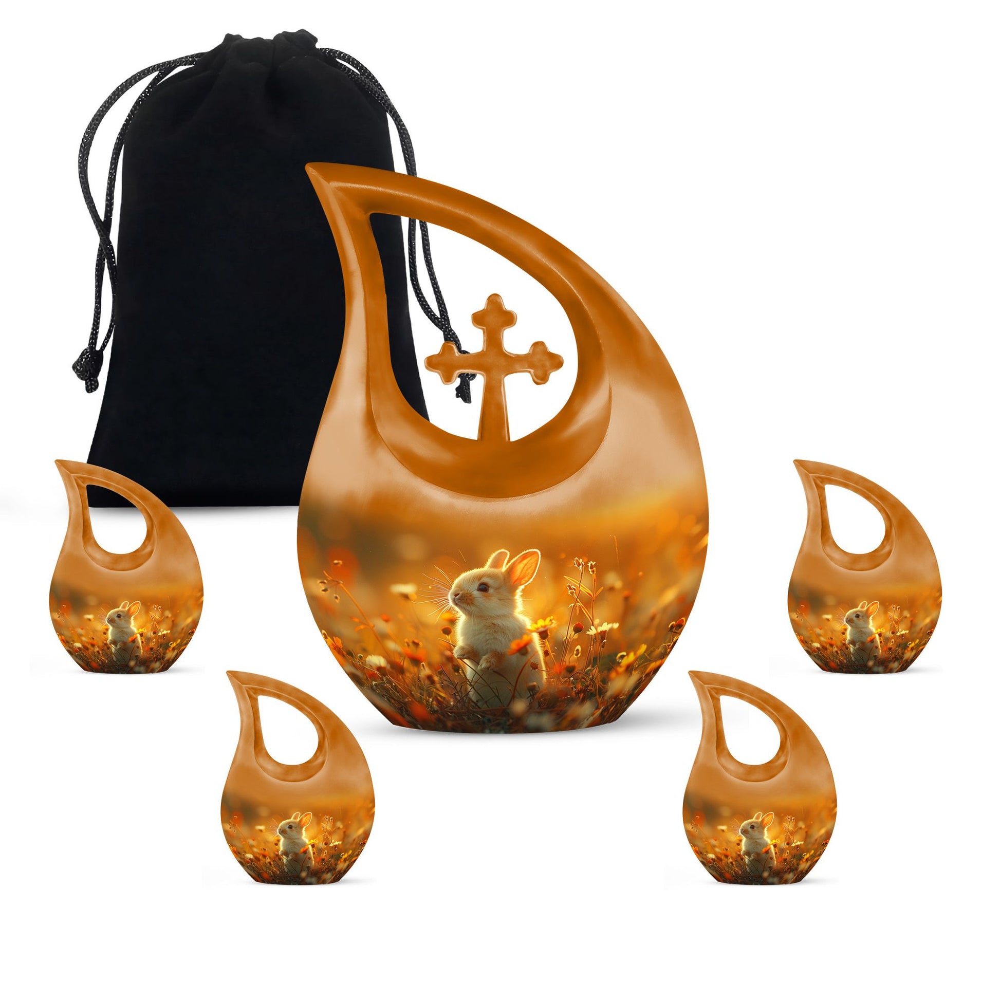 Sunset Baby Bunny Rabbit Urn - Beautiful Memorial For Pets Ashes