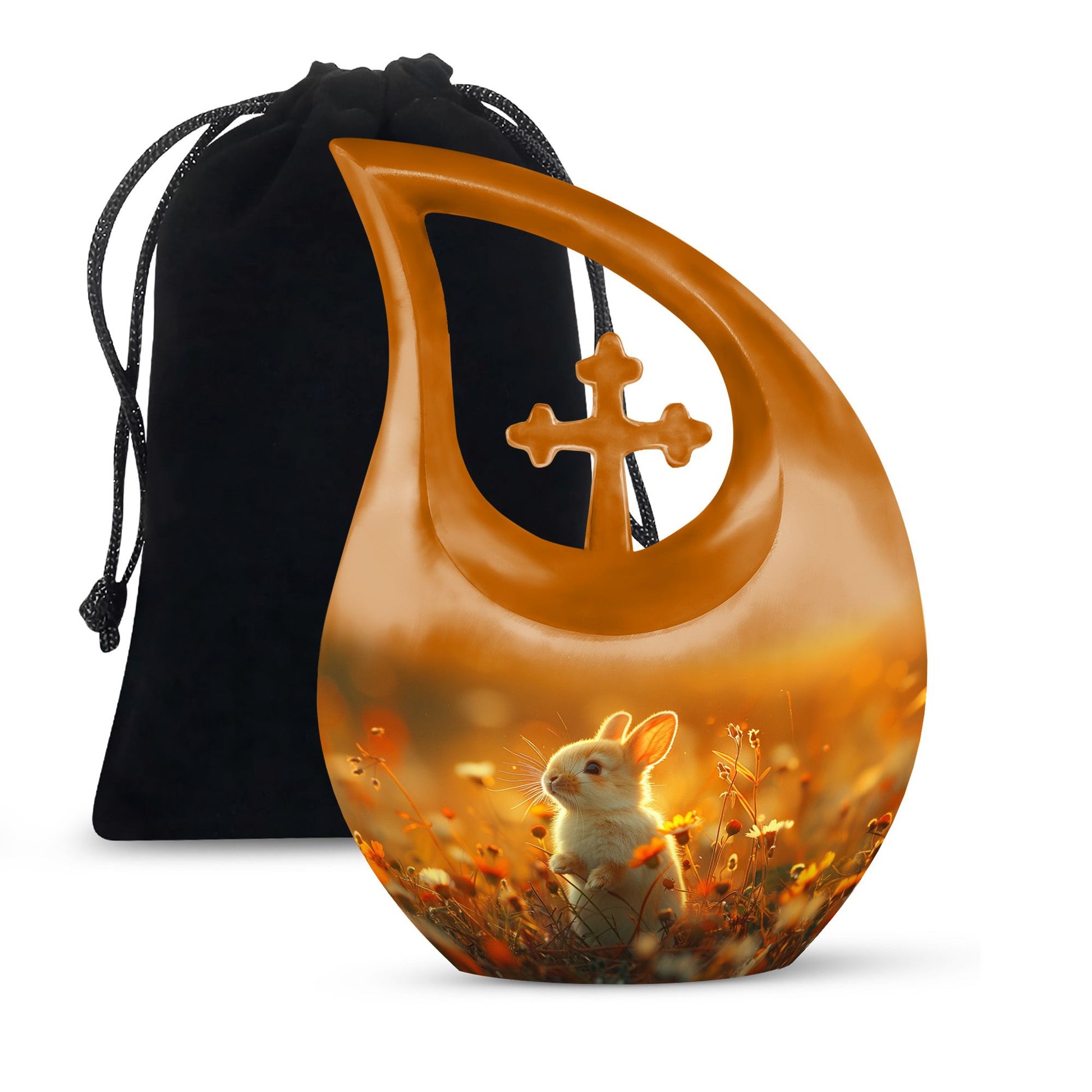 Sunset Baby Bunny Rabbit Urn - Beautiful Memorial For Pets Ashes
