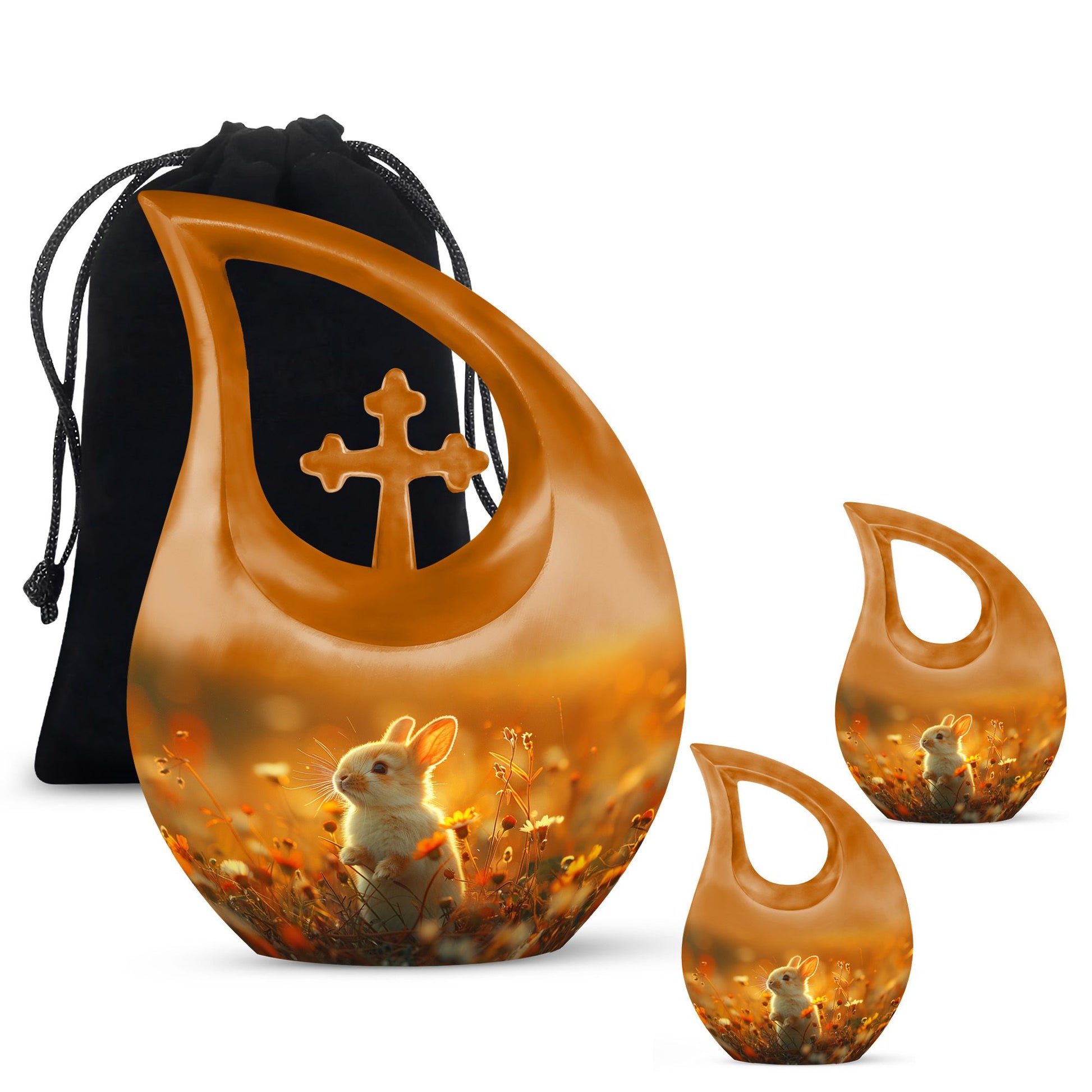 Sunset Baby Bunny Rabbit Urn - Beautiful Memorial For Pets Ashes