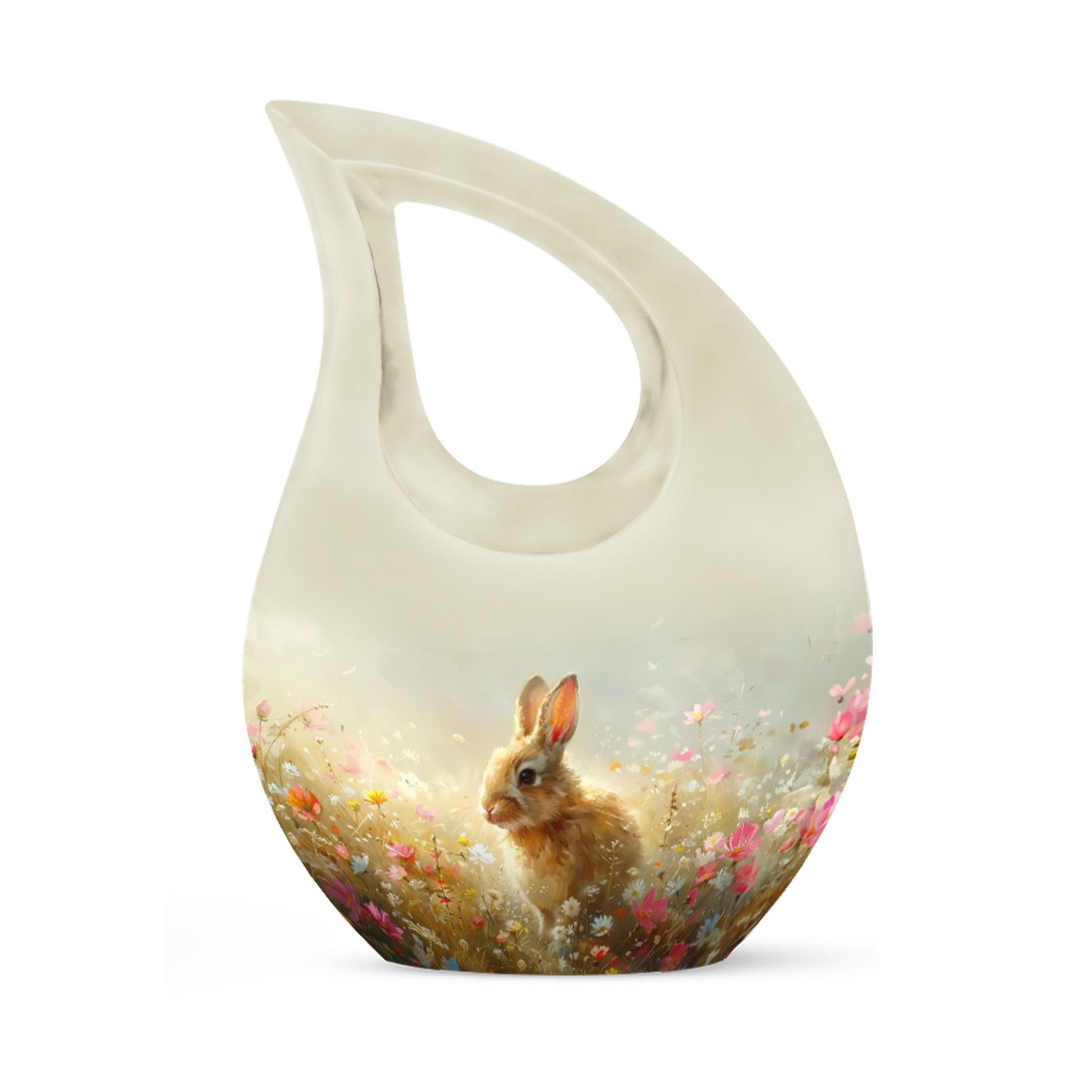 Baby Bunny Rabbit Urn – Beautiful Floral Design Memorial for Pet Remains