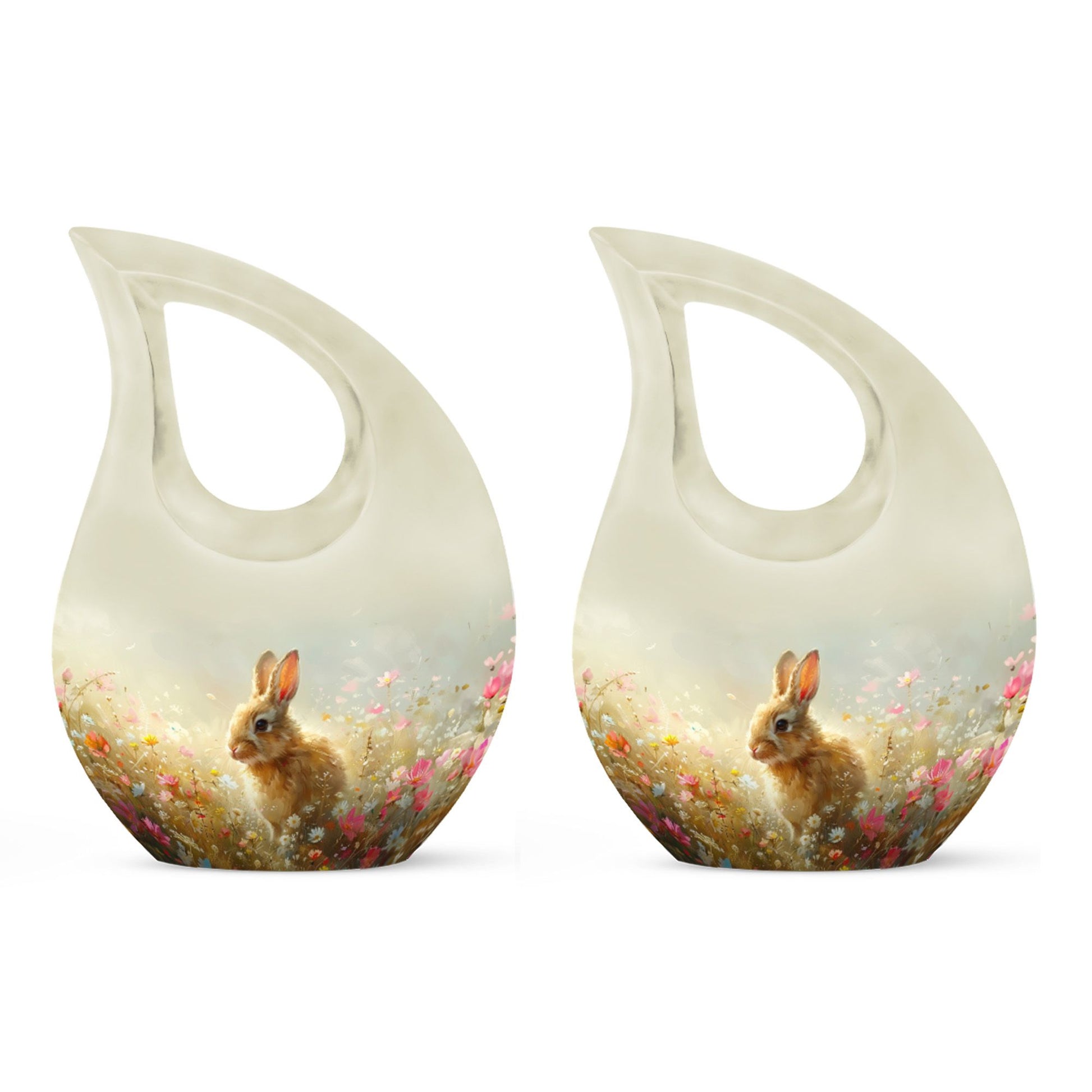 Baby Bunny Rabbit Urn – Beautiful Floral Design Memorial for Pet Remains