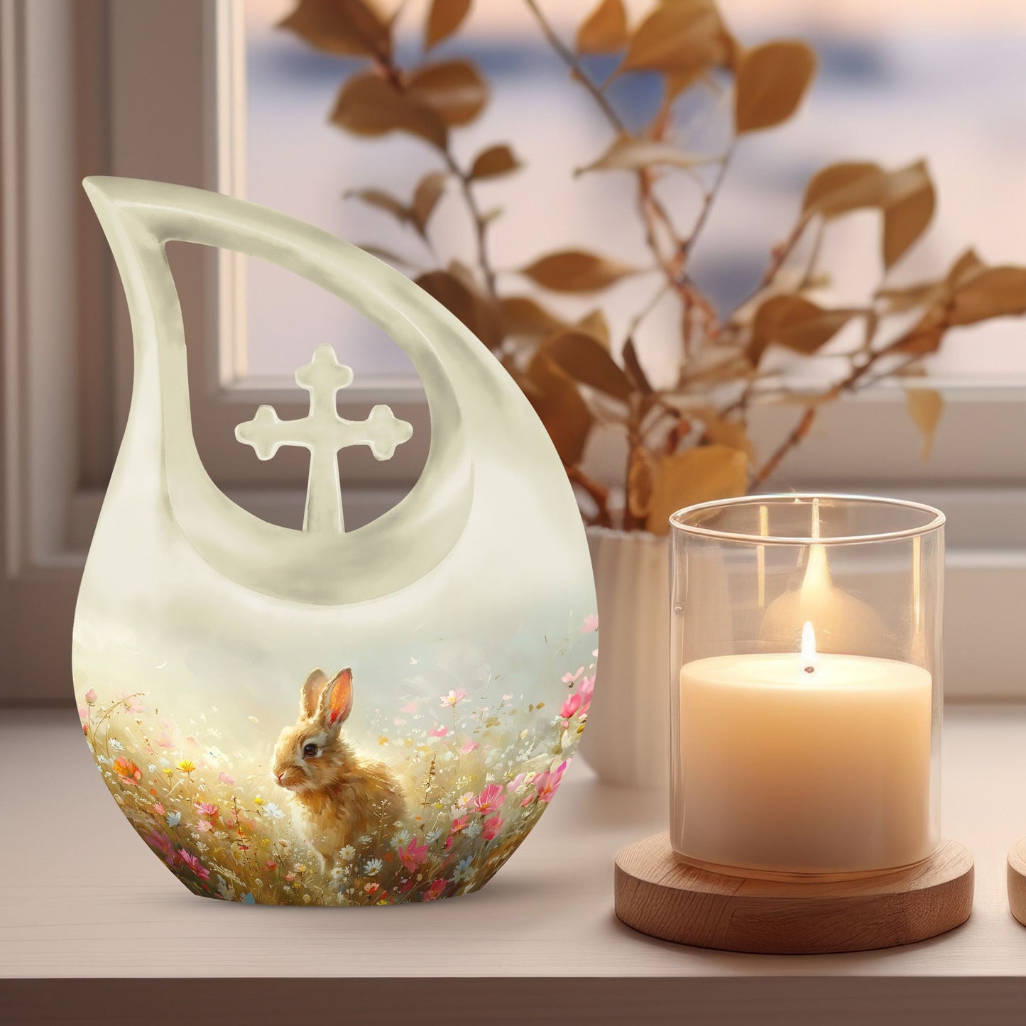 Springtime Bunny Fields Urn, 