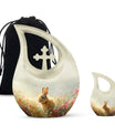 Baby Bunny Rabbit Urn – Beautiful Floral Design Memorial for Pet Remains