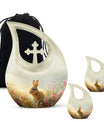 Baby Bunny Rabbit Urn – Beautiful Floral Design Memorial for Pet Remains