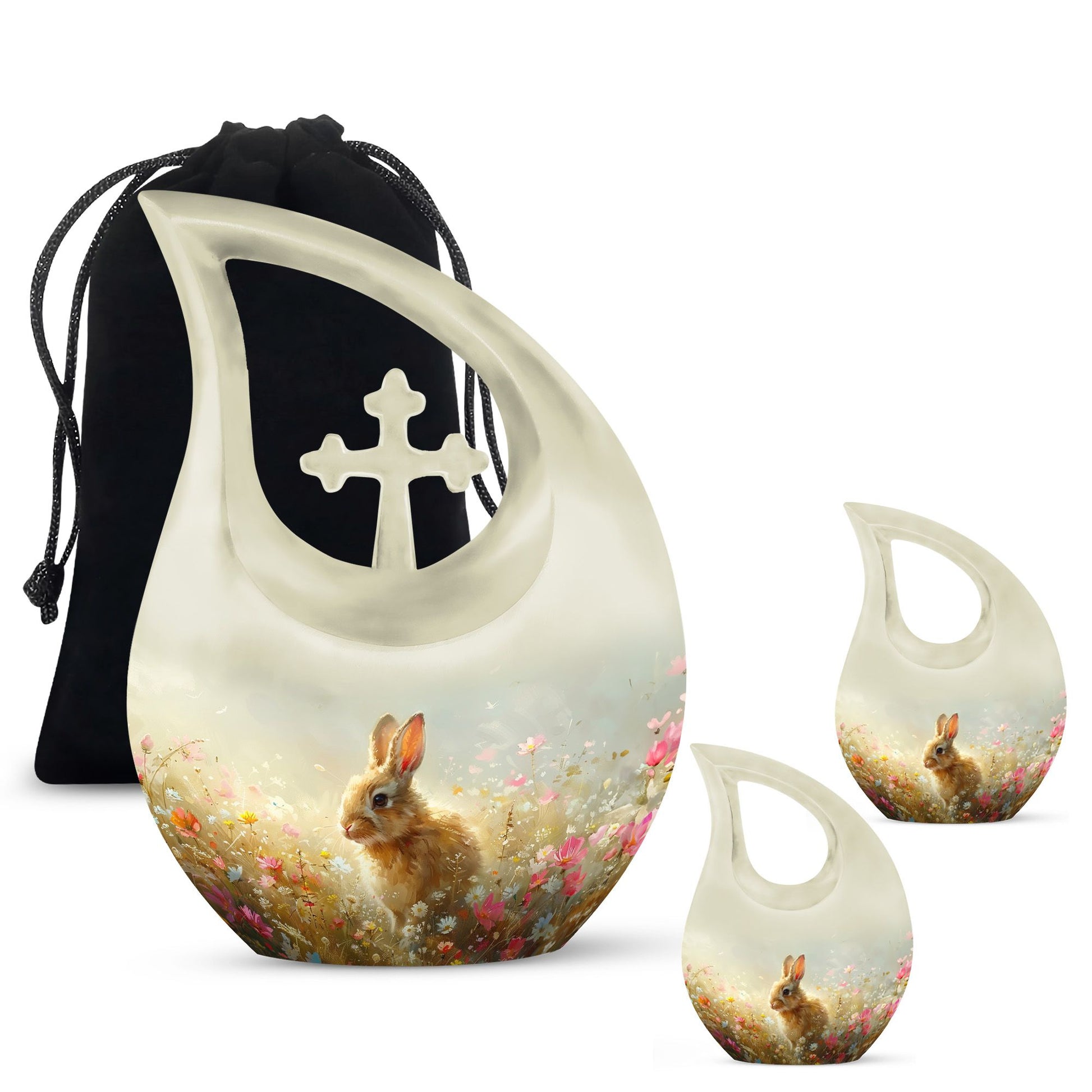 Baby Bunny Rabbit Urn – Beautiful Floral Design Memorial for Pet Remains