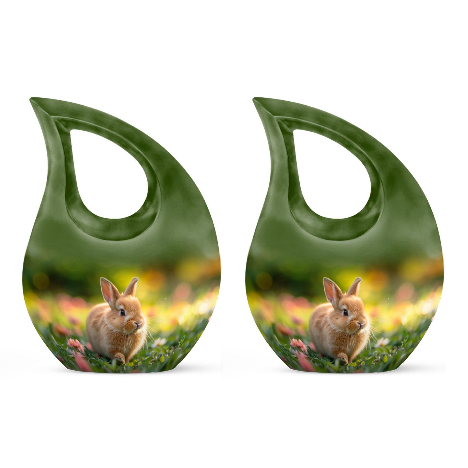 Bunny Rabbit Garden Urn - Beautiful Pet Memorial with Nature Design