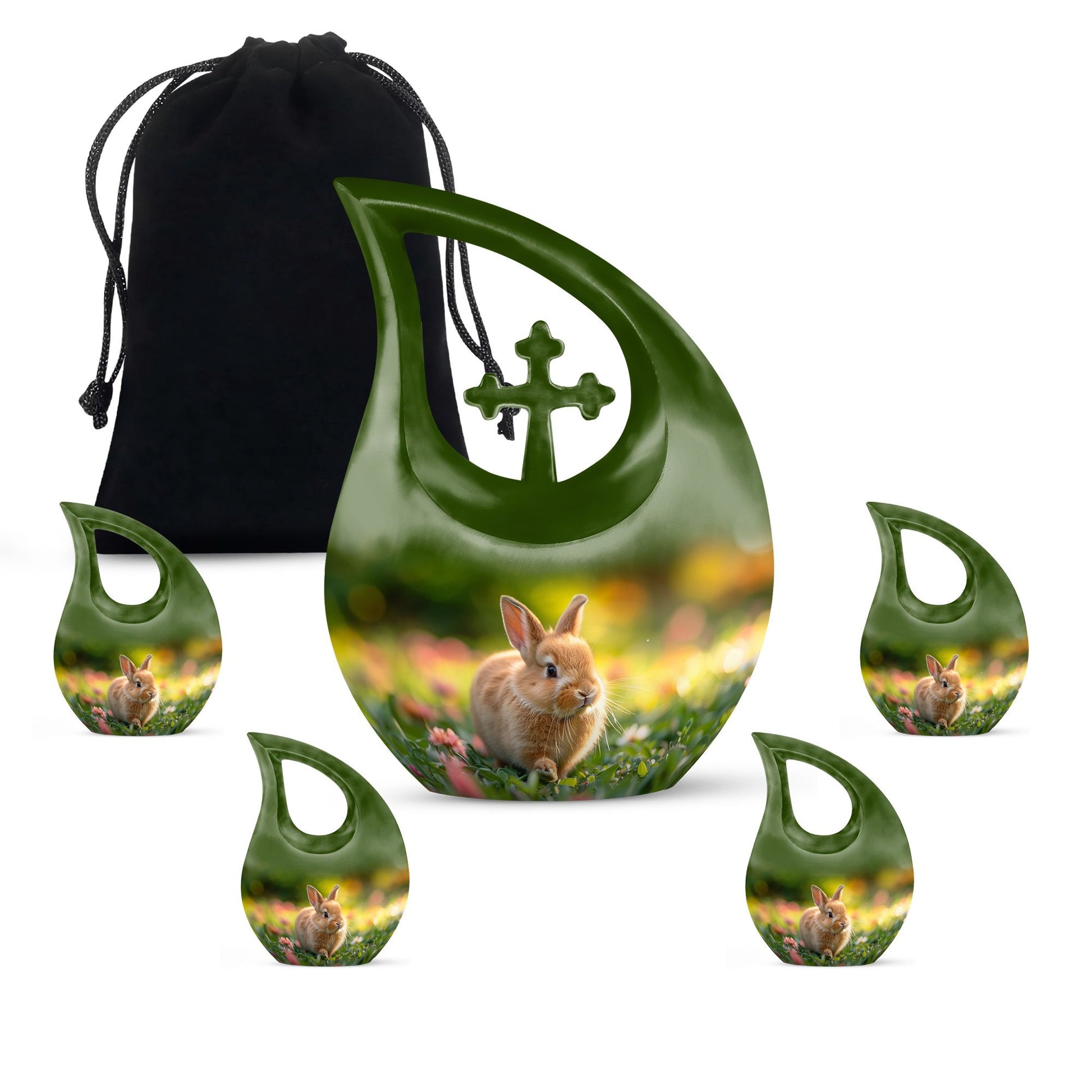 Bunny Rabbit Garden Urn - Beautiful Pet Memorial with Nature Design