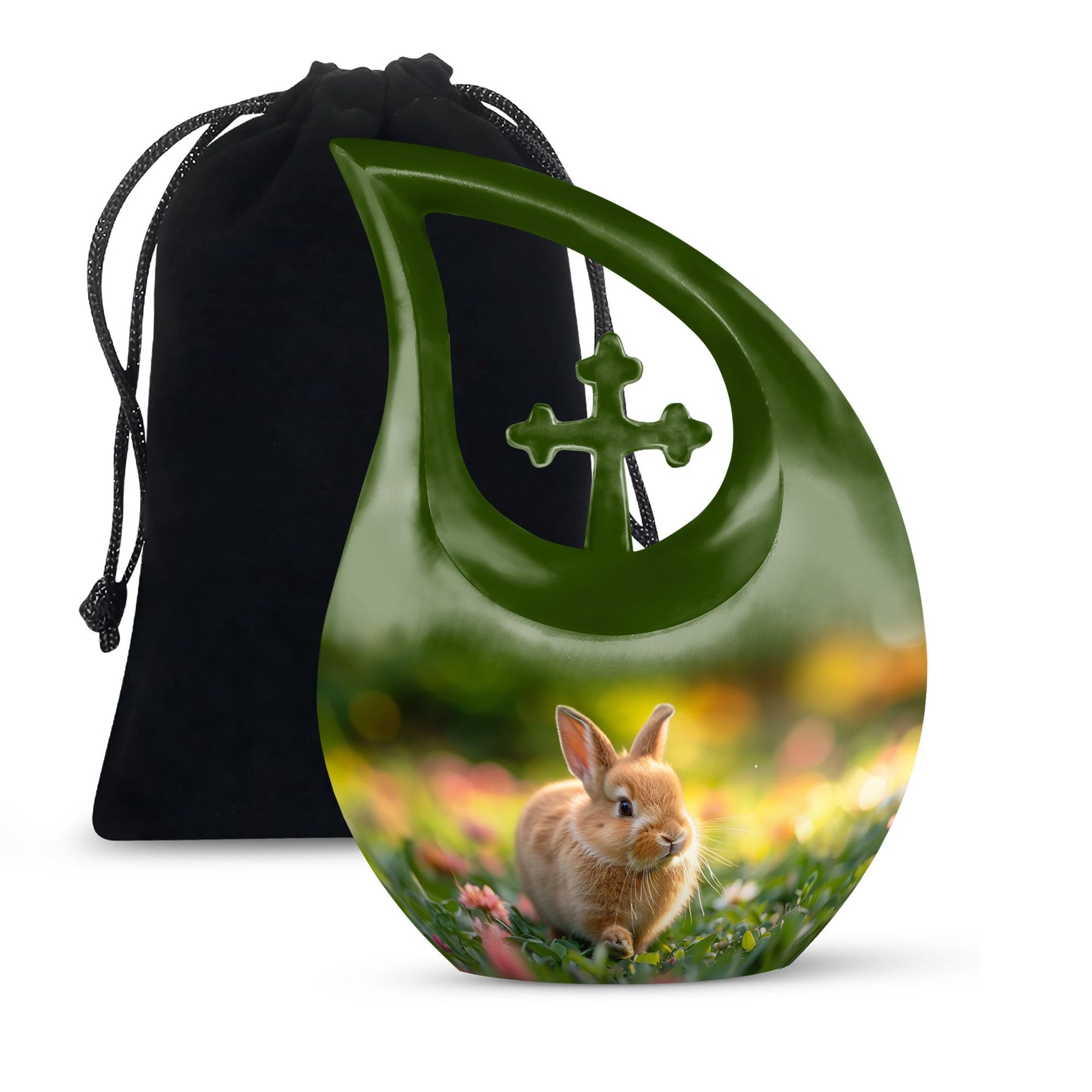 Bunny Rabbit Garden Urn - Beautiful Pet Memorial with Nature Design