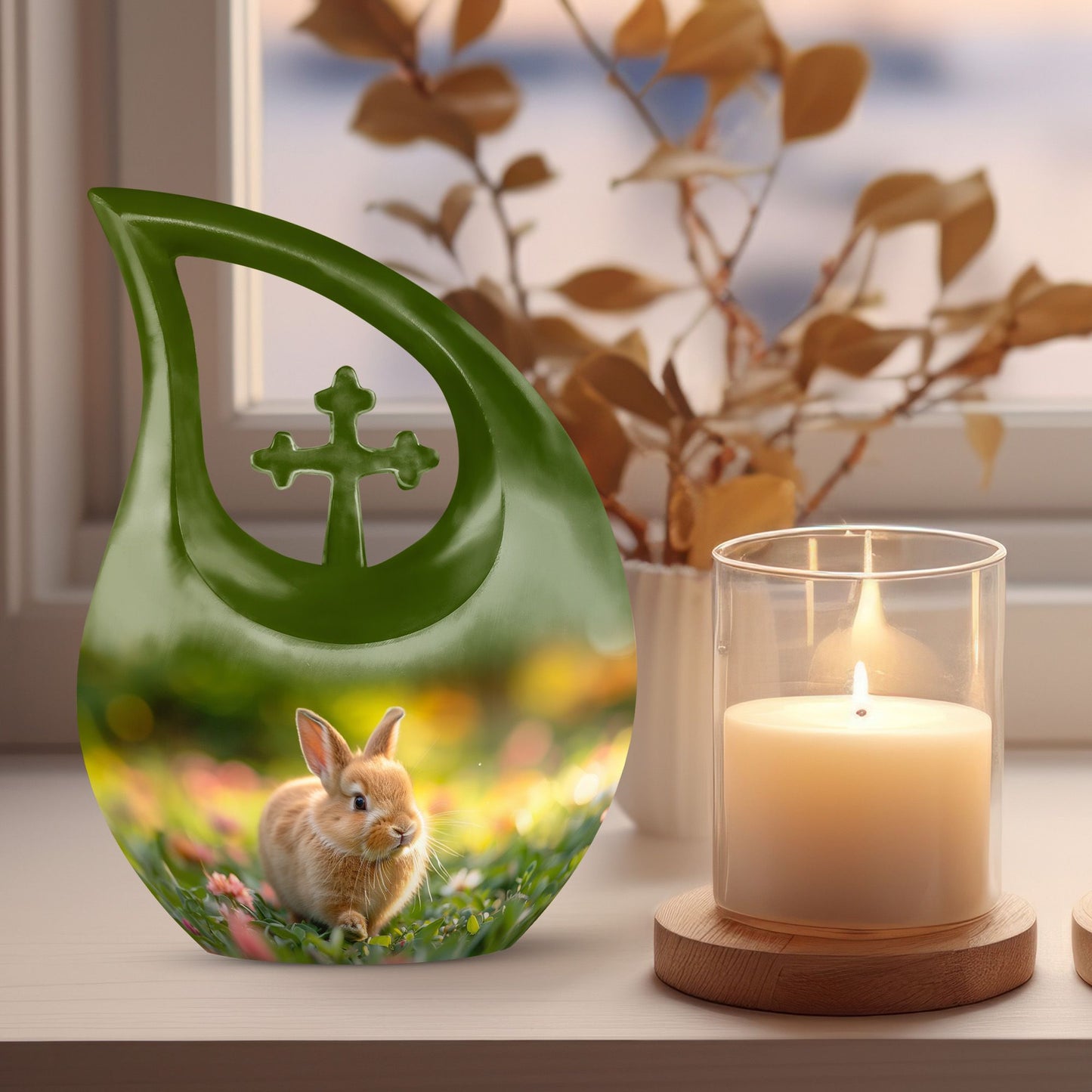 10 Inch Twilight Garden Bunny Urn