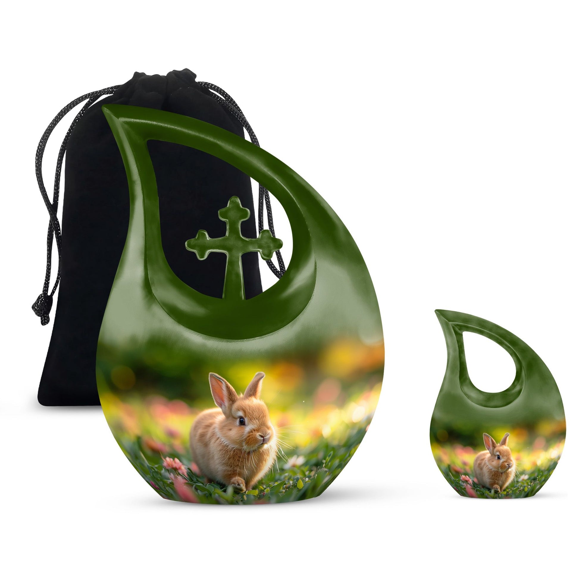 Bunny Rabbit Garden Urn - Beautiful Pet Memorial with Nature Design