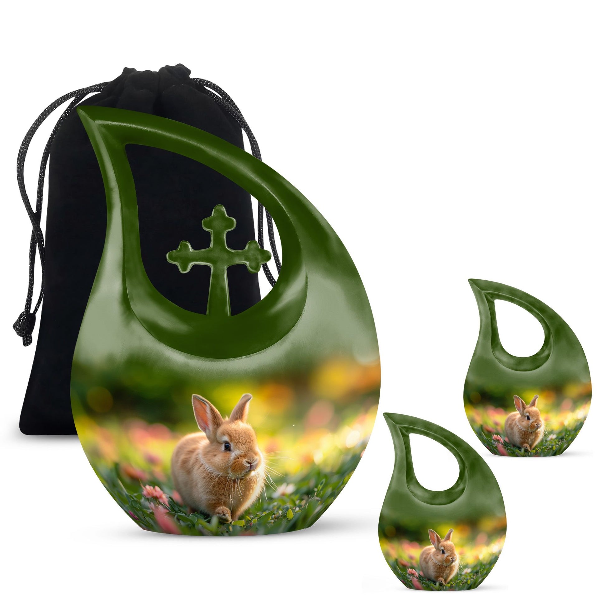 Bunny Rabbit Garden Urn - Beautiful Pet Memorial with Nature Design