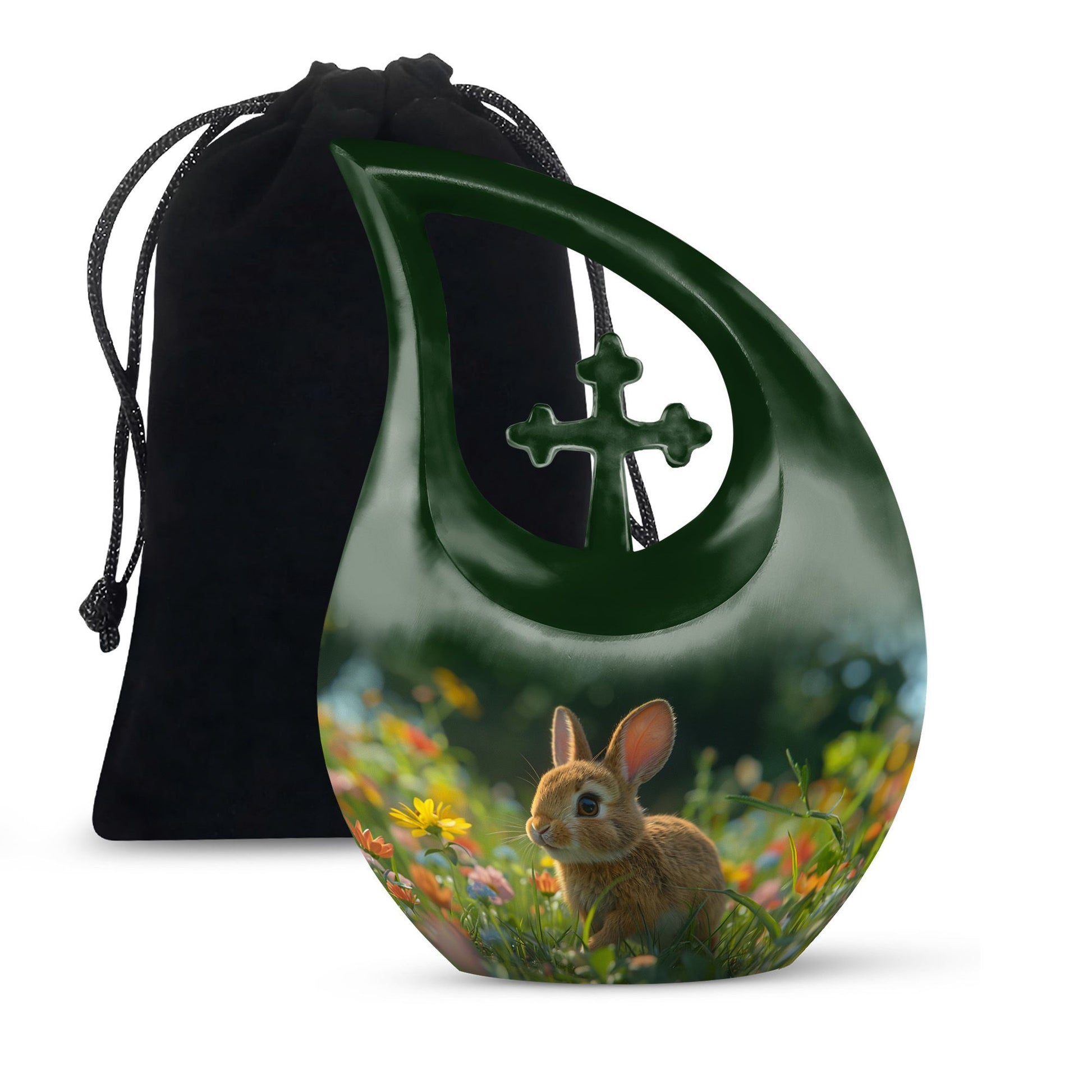 10 inch Summer Blossom Bunny Urn 