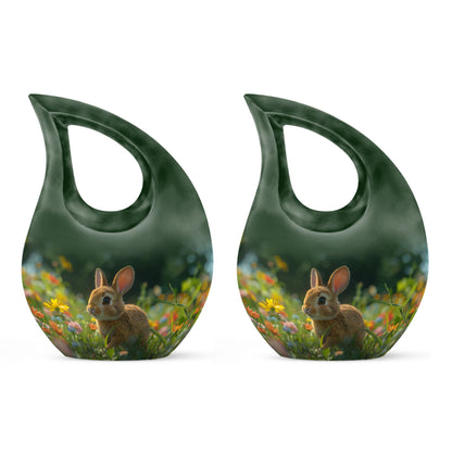 10 inch Summer Blossom Bunny Urn 