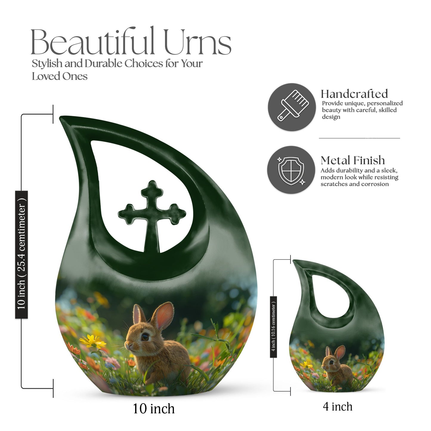 10 inch Summer Blossom Bunny Urn 