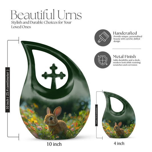 10 inch Summer Blossom Bunny Urn 