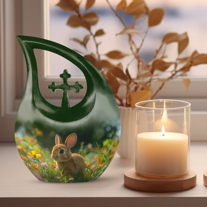 10 inch Summer Blossom Bunny Urn 