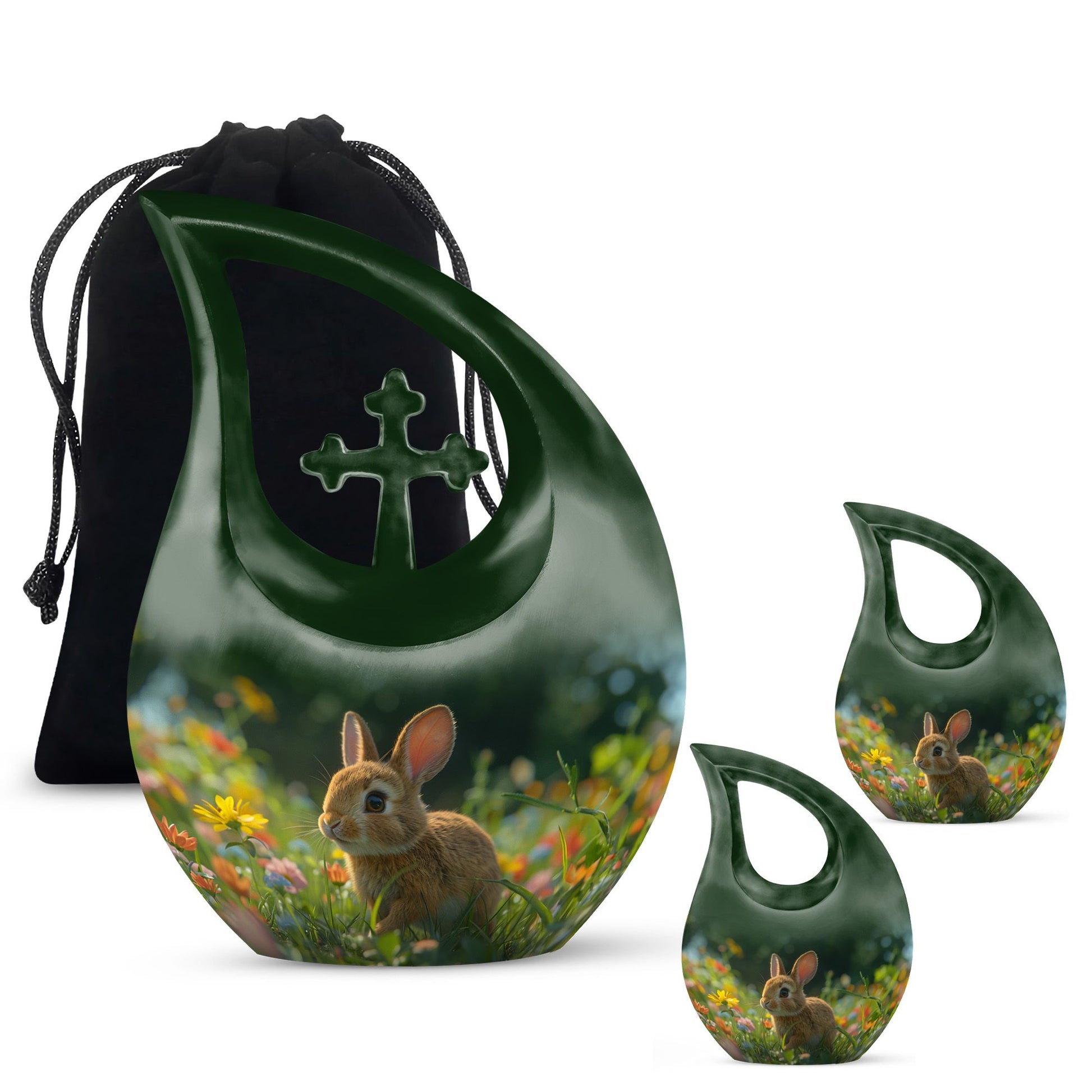 10 inch Summer Blossom Bunny Urn 