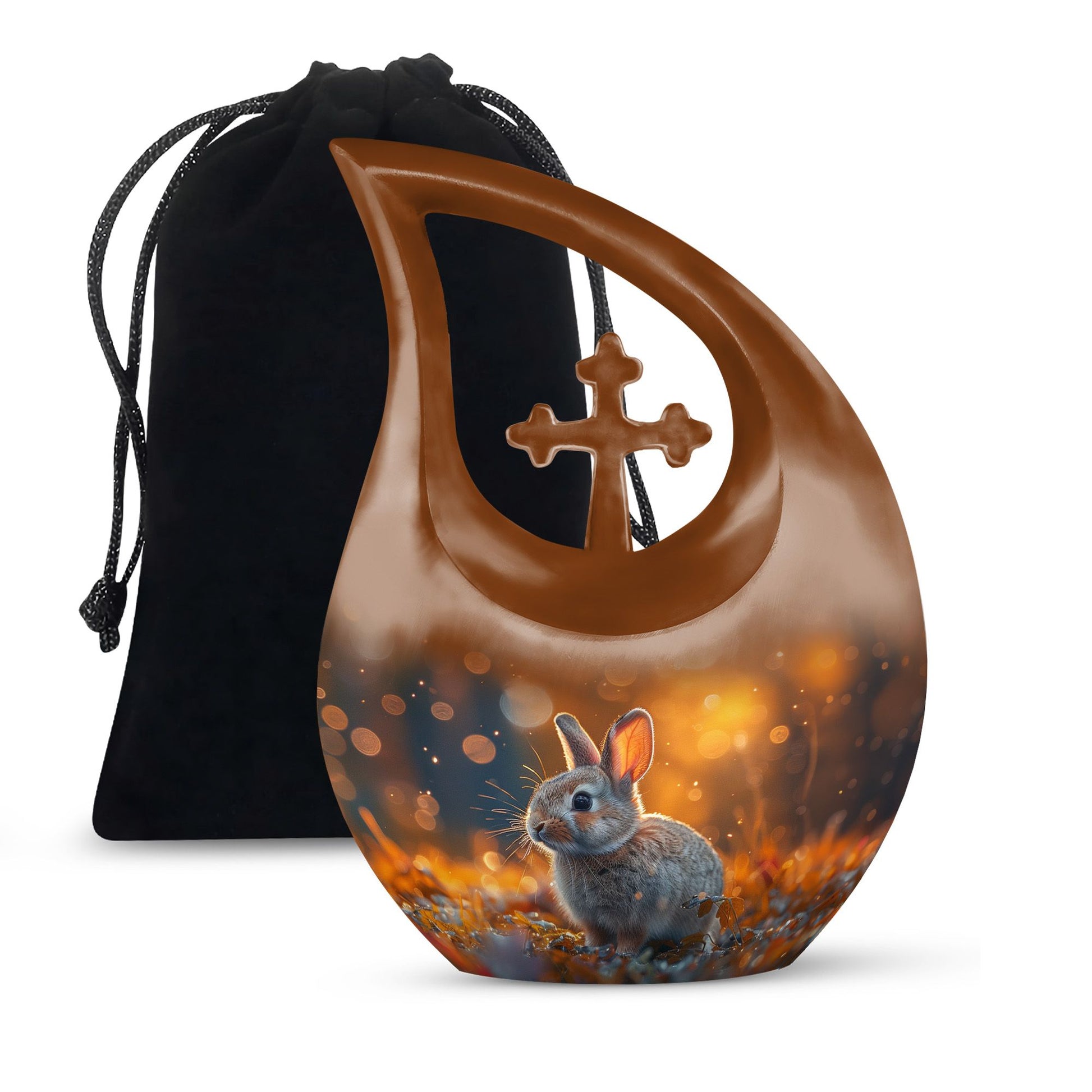 Golden Bunny Cremation Urn- Large Decorative Rabbit Urn For Ashes