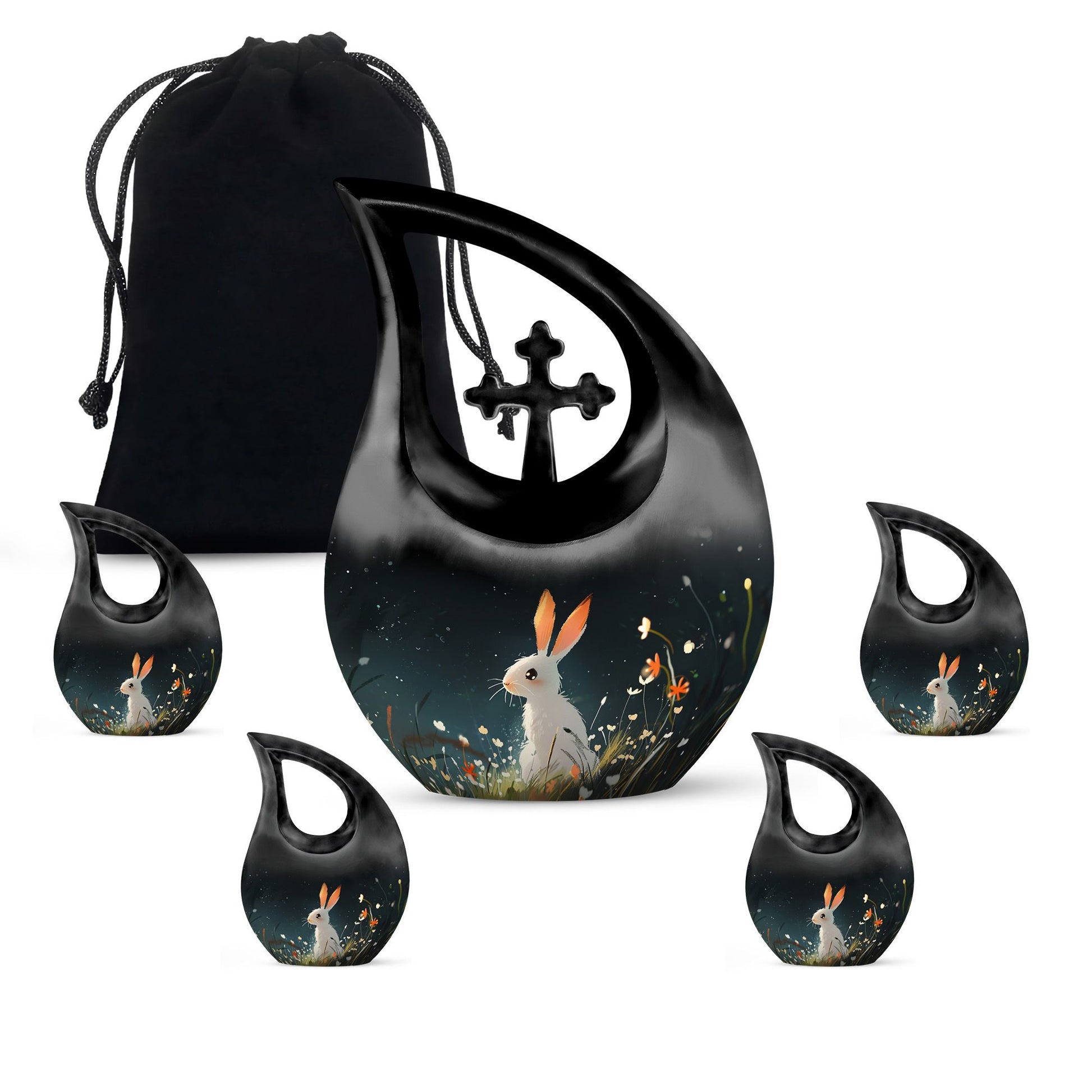 White Bunny Rabbit Burial Urn - Small Urn For Pet Ashes