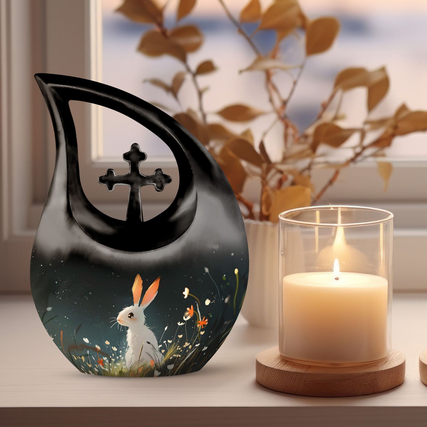 10-inch Moonlit Meadow Bunny Urn 