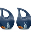 10-inch Citrus White Bunny Cross Drop memorial urn 