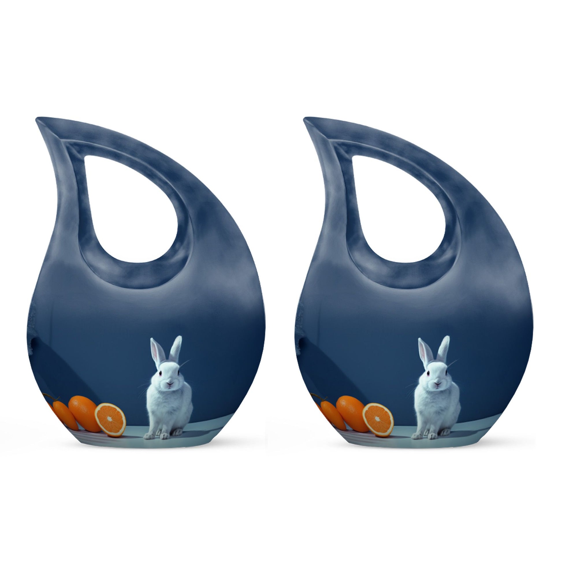 10-inch Citrus White Bunny Cross Drop memorial urn 